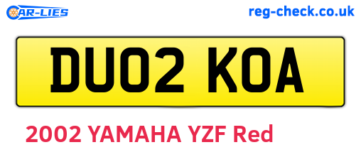 DU02KOA are the vehicle registration plates.