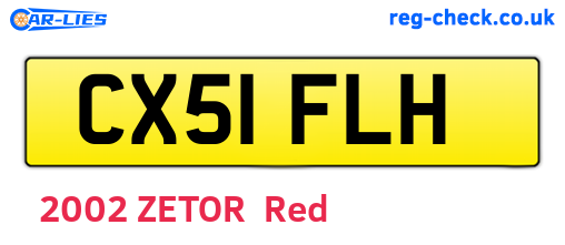 CX51FLH are the vehicle registration plates.