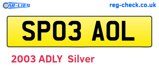 SP03AOL are the vehicle registration plates.