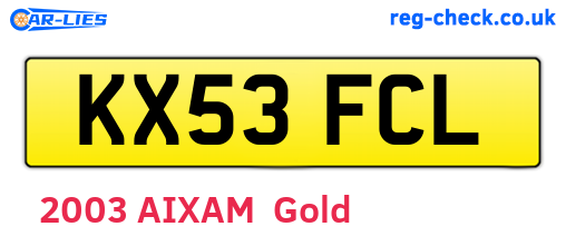 KX53FCL are the vehicle registration plates.