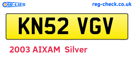 KN52VGV are the vehicle registration plates.