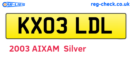 KX03LDL are the vehicle registration plates.