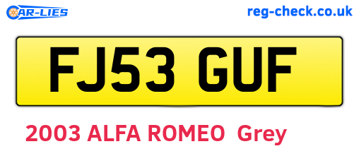 FJ53GUF are the vehicle registration plates.
