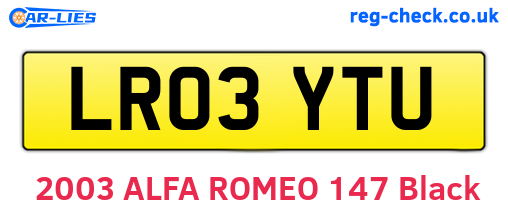 LR03YTU are the vehicle registration plates.