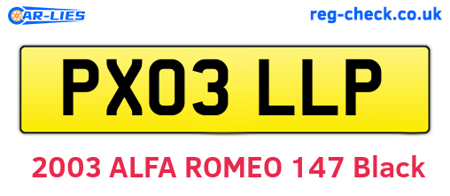 PX03LLP are the vehicle registration plates.