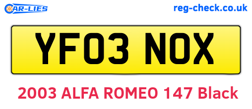 YF03NOX are the vehicle registration plates.