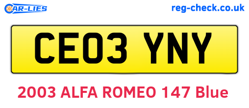 CE03YNY are the vehicle registration plates.