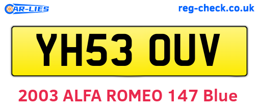 YH53OUV are the vehicle registration plates.