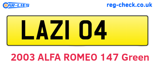 LAZ104 are the vehicle registration plates.