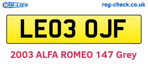 LE03OJF are the vehicle registration plates.