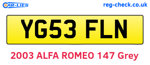 YG53FLN are the vehicle registration plates.
