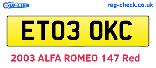 ET03OKC are the vehicle registration plates.