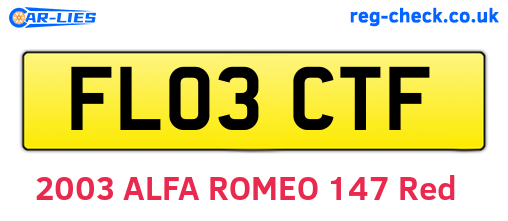 FL03CTF are the vehicle registration plates.