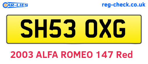 SH53OXG are the vehicle registration plates.