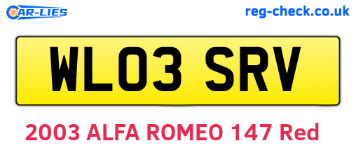 WL03SRV are the vehicle registration plates.