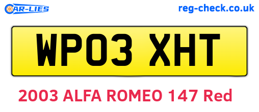 WP03XHT are the vehicle registration plates.