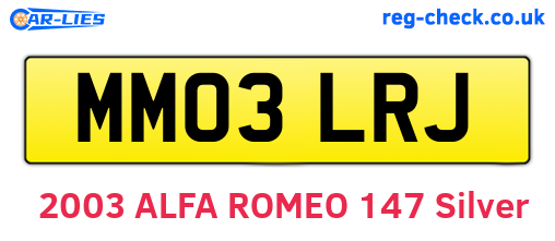 MM03LRJ are the vehicle registration plates.