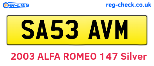 SA53AVM are the vehicle registration plates.