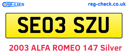 SE03SZU are the vehicle registration plates.