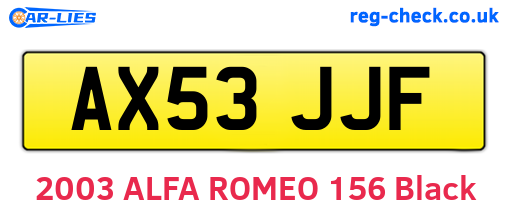 AX53JJF are the vehicle registration plates.