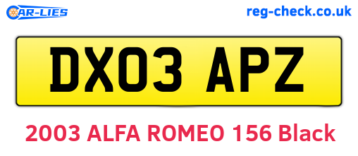 DX03APZ are the vehicle registration plates.