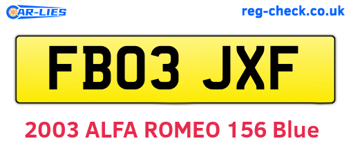 FB03JXF are the vehicle registration plates.