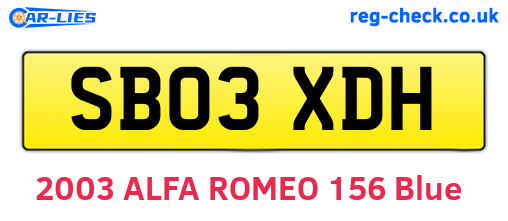 SB03XDH are the vehicle registration plates.