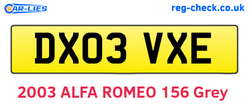 DX03VXE are the vehicle registration plates.