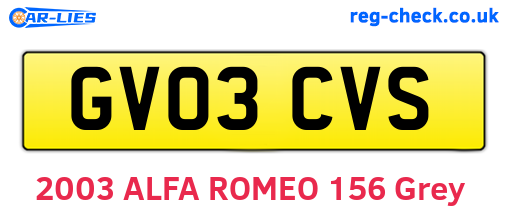 GV03CVS are the vehicle registration plates.