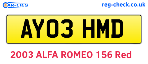 AY03HMD are the vehicle registration plates.