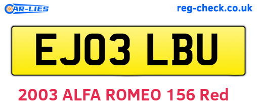 EJ03LBU are the vehicle registration plates.