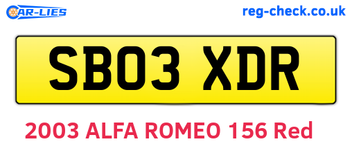 SB03XDR are the vehicle registration plates.