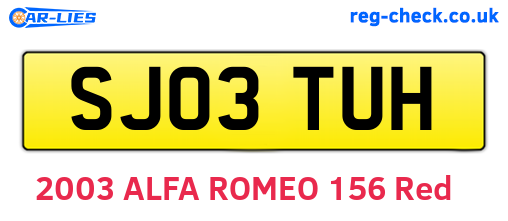 SJ03TUH are the vehicle registration plates.