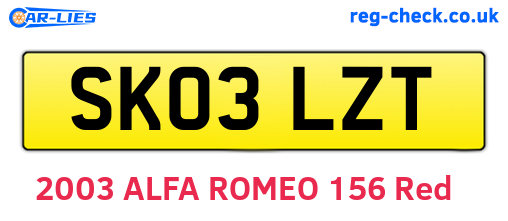 SK03LZT are the vehicle registration plates.