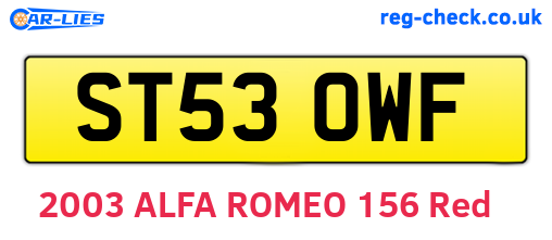 ST53OWF are the vehicle registration plates.