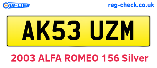 AK53UZM are the vehicle registration plates.