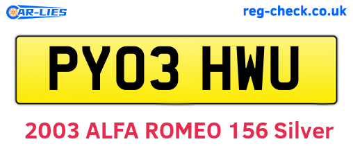PY03HWU are the vehicle registration plates.