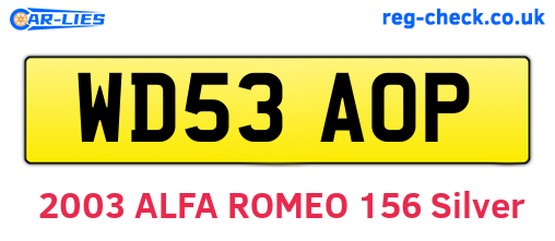 WD53AOP are the vehicle registration plates.
