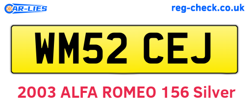 WM52CEJ are the vehicle registration plates.