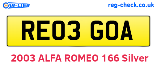 RE03GOA are the vehicle registration plates.
