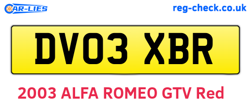 DV03XBR are the vehicle registration plates.