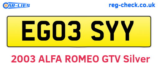 EG03SYY are the vehicle registration plates.