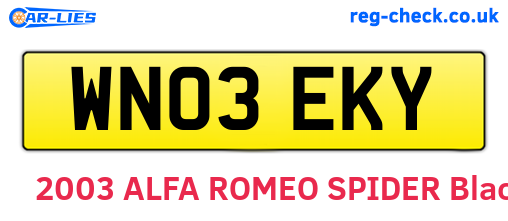 WN03EKY are the vehicle registration plates.