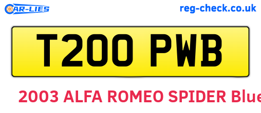 T200PWB are the vehicle registration plates.