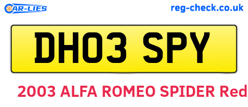 DH03SPY are the vehicle registration plates.