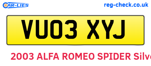 VU03XYJ are the vehicle registration plates.