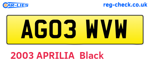 AG03WVW are the vehicle registration plates.