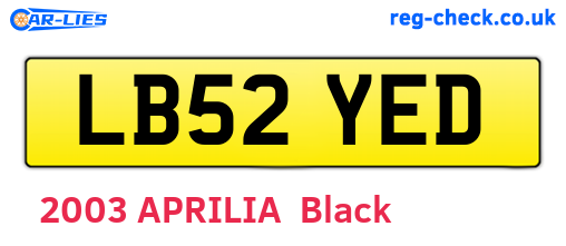 LB52YED are the vehicle registration plates.