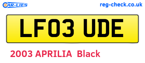 LF03UDE are the vehicle registration plates.