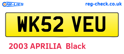 WK52VEU are the vehicle registration plates.